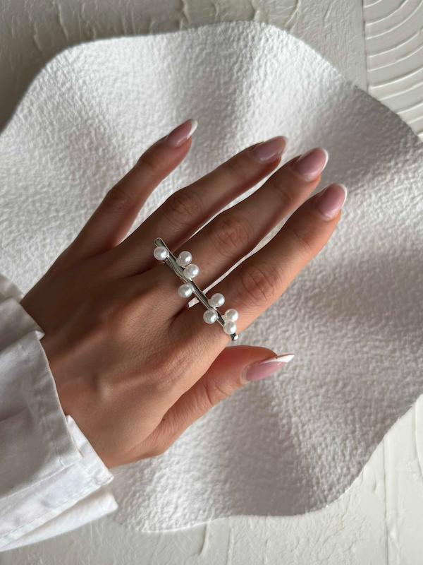 انگشتر مروارید دو انگشتی