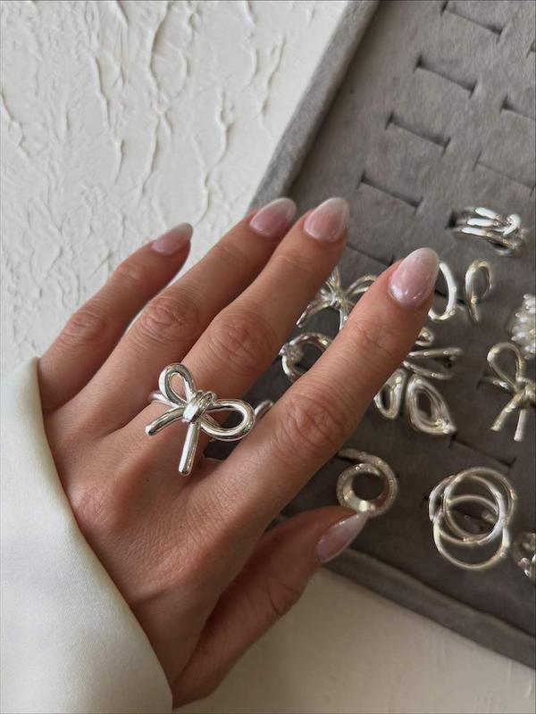 انگشتر پاپیون آبکاری  نقره