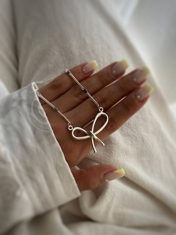 گردنبند پاپیون آبکاری نقره