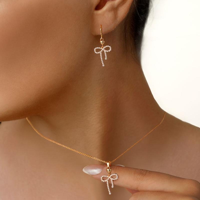 نیم ست پاپیون مرواریدی