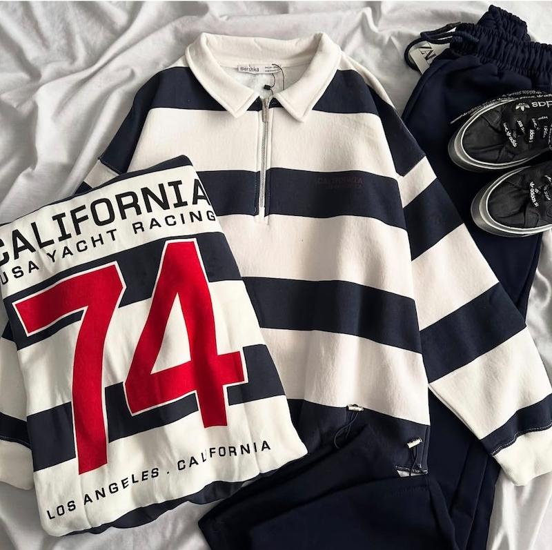 دورس نیم زیپ سفید سورمه ای