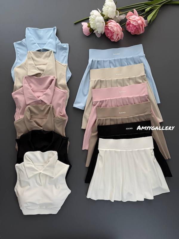 ست کراپ و دامن تنیسی پیله دار 🍭