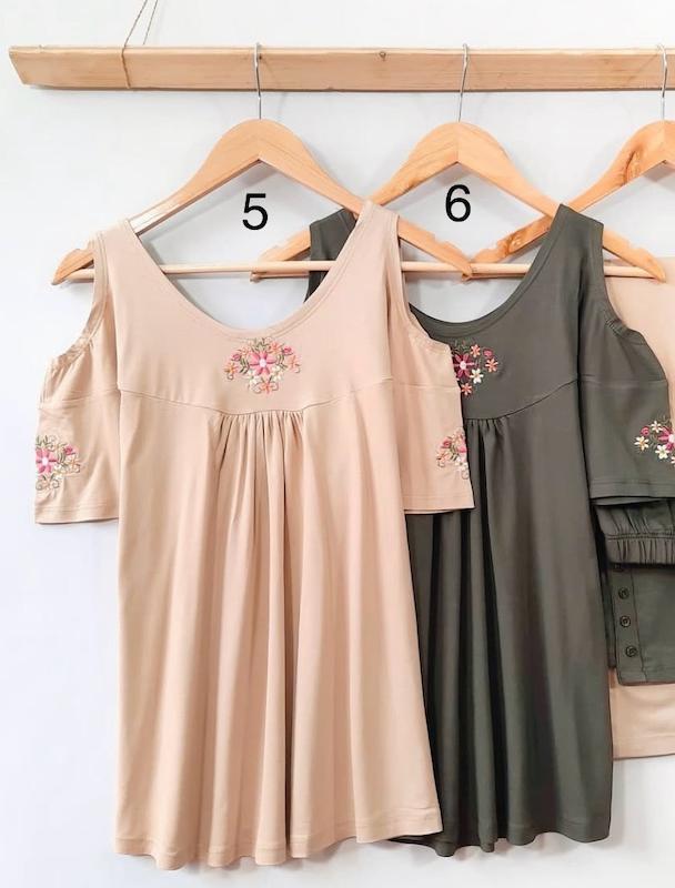 تیشرت سرشانه باز گلدوزی