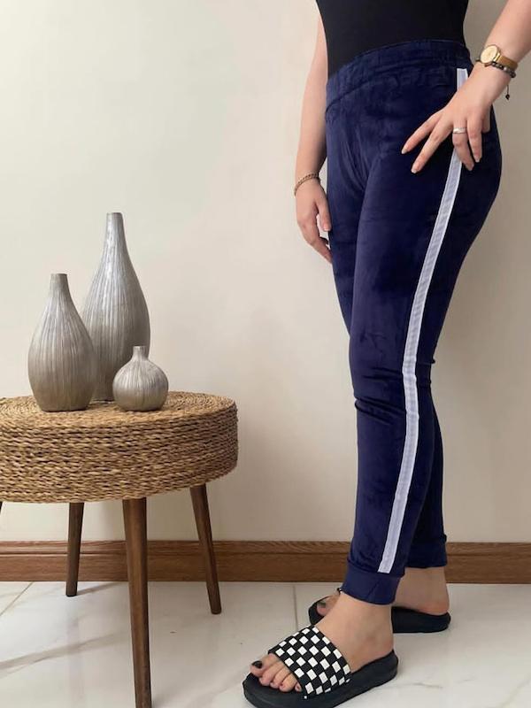 شلوار مخمل بغل خط سفید زنانه GVC