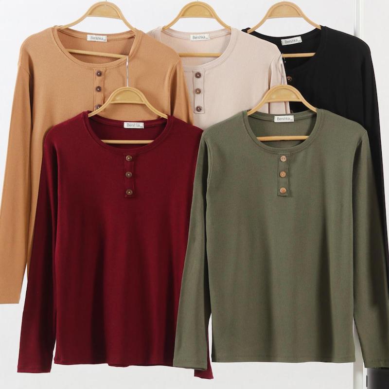 بلوز آستین بلند کبریتی زنانه جلو دکمه