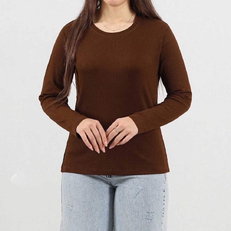 بلوز یقه گرد آستین بلند کبریتی زنانه