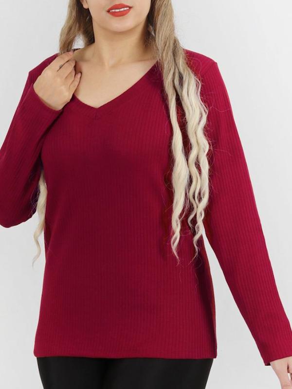 بلوز یقه هفت آستین بلند کبریتی زنانه 1001