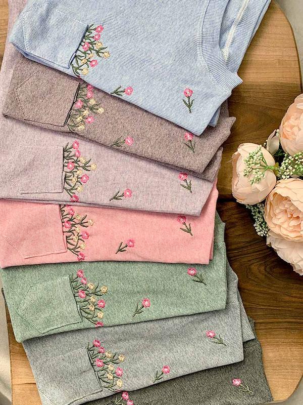 تیشرت کبریتی زنانه گلدوزی جلو دکمه