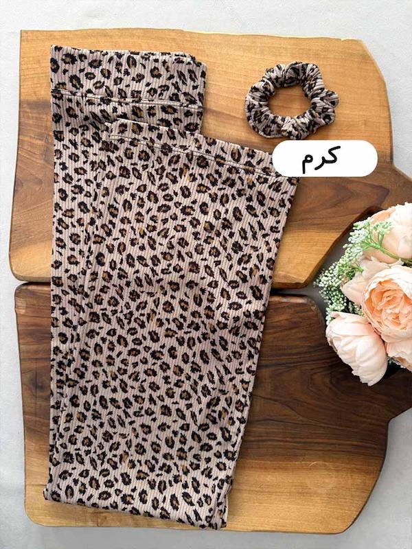 شلوار کبریتی پلنگی به همراه اسکرانچی