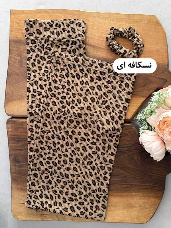 شلوار کبریتی پلنگی به همراه اسکرانچی