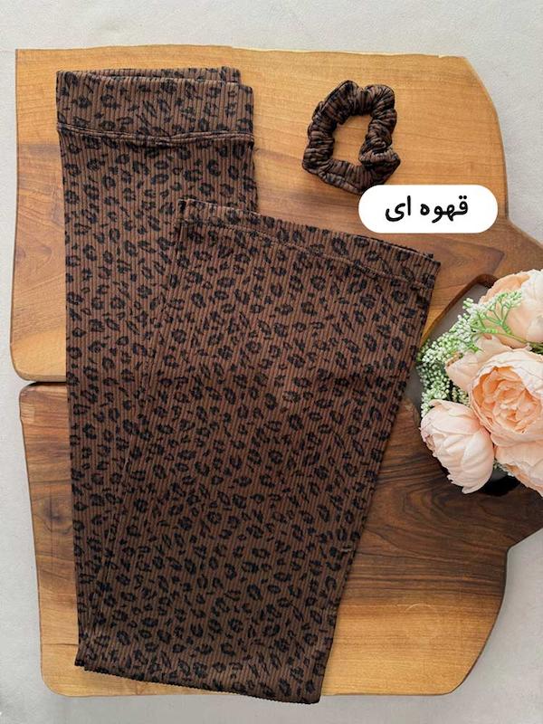 شلوار کبریتی پلنگی به همراه اسکرانچی