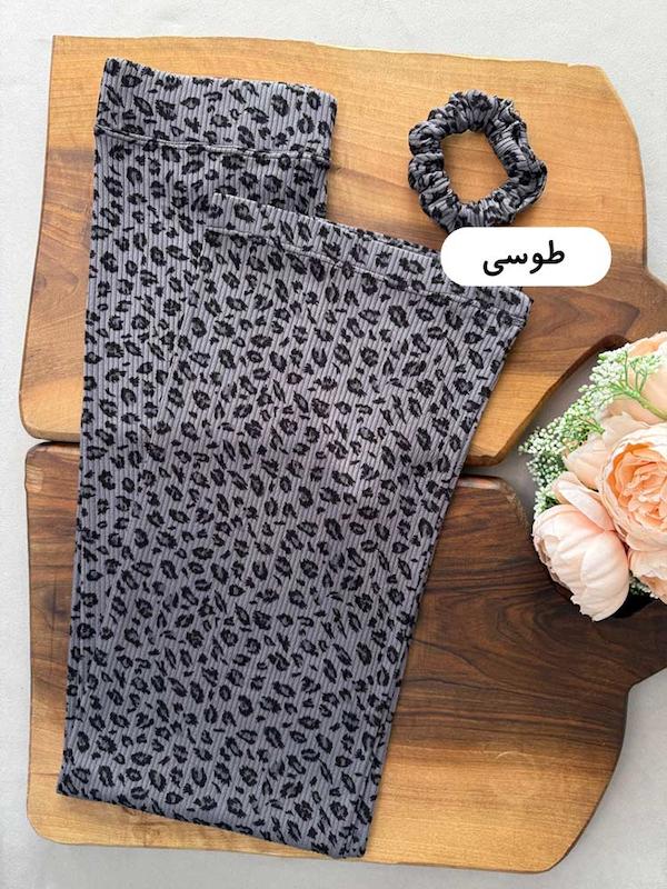 شلوار کبریتی پلنگی به همراه اسکرانچی
