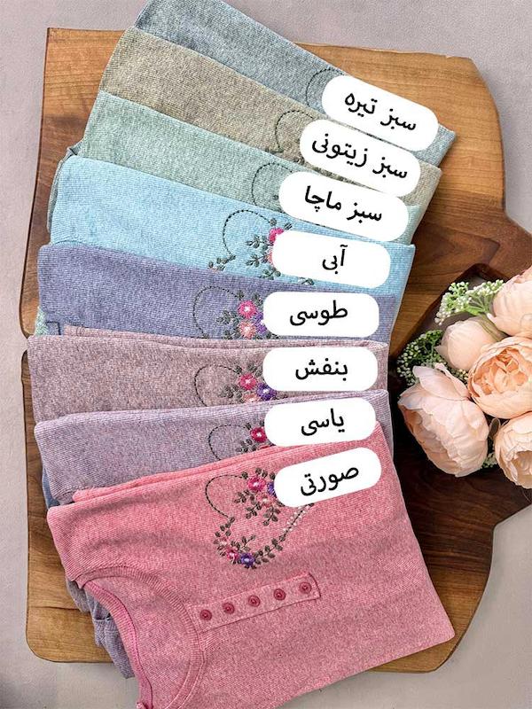 خرید بلوز آستین بلند کبریتی گلدوزی قلب