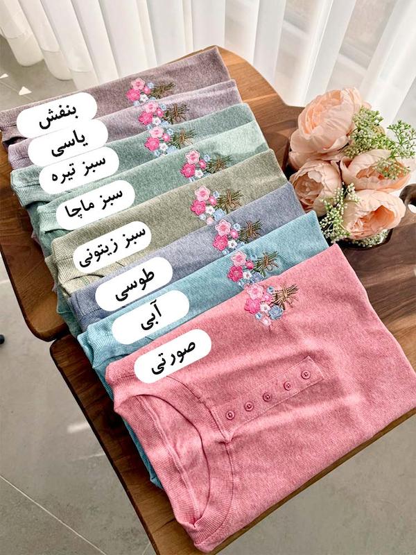 تیشرت کبریتی گلدوزی زنانه طرح گل
