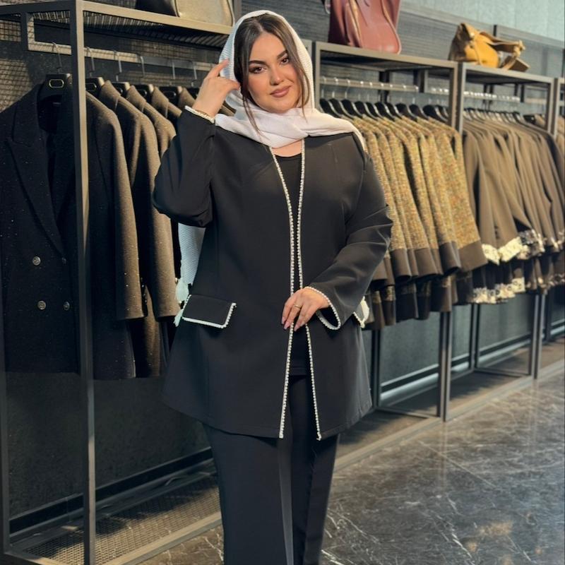 کت مروارید دوزی سفید  (ارسال فوری)