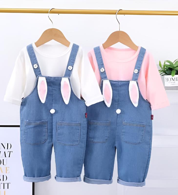 ست بیلر جین خرگوشی و بلوز نخ کد7781