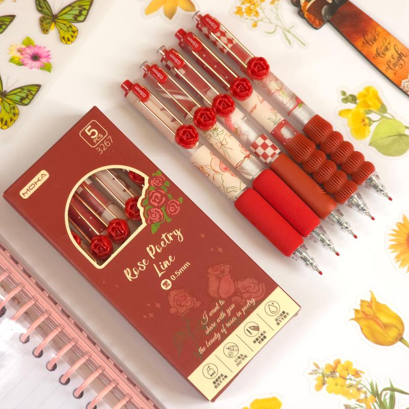 خودکار گریپ دار فشاری طرح گل