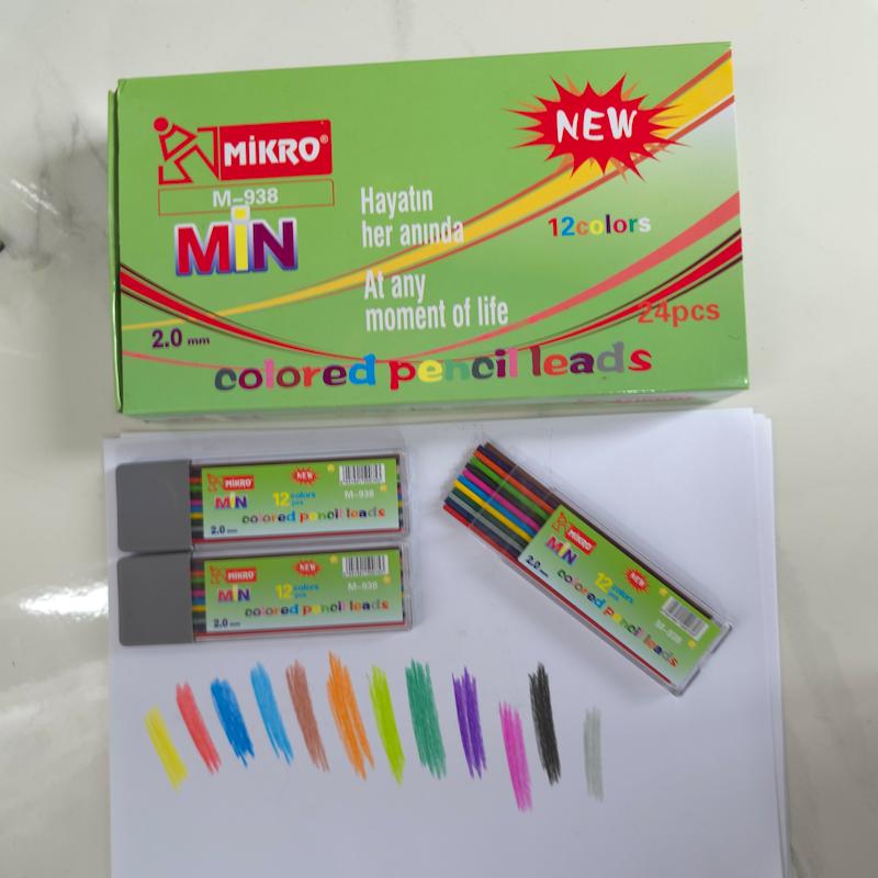 نوک رنگی۱۲ عددی مداد ۲ میل (مارک میکرو)