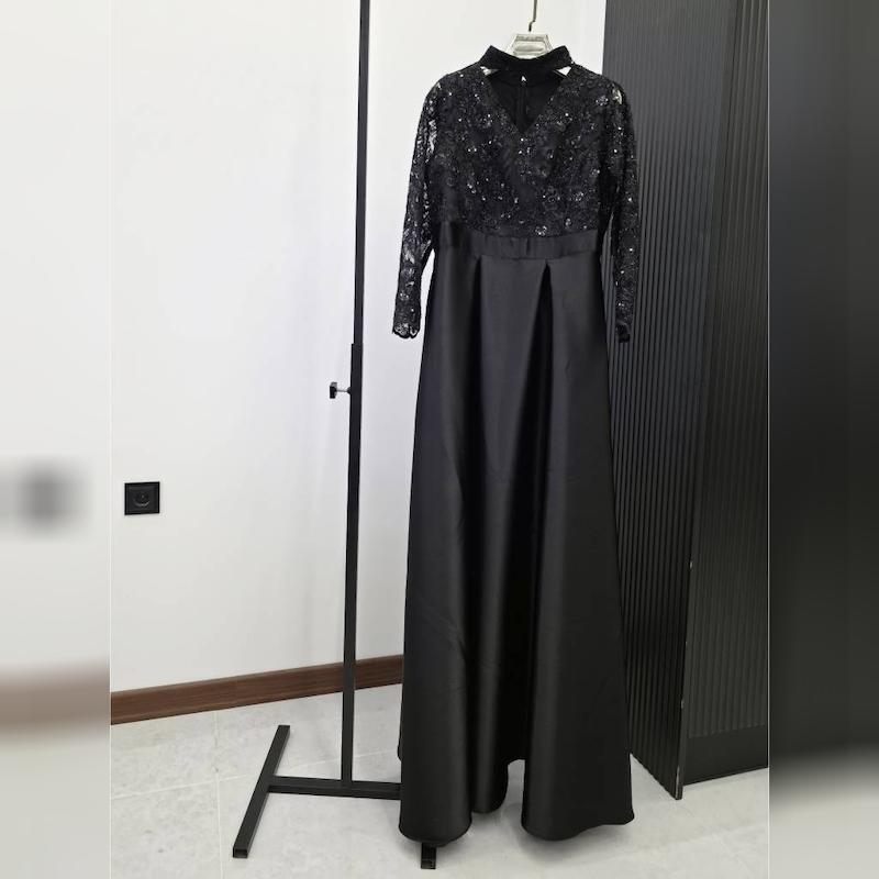 لباس مجلسی زنانه مدل پناه جنس ساتن LX و گیپور پولک دوزی سایز ۱ تا ۶