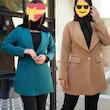 کت زنانه یقه آرشال مازراتی درجه یک داخل گاند کشی شده سایز 36 تا 50 قد 80 قد آستین 58 کد 668 - تصویر 1