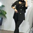 کت شلوار زنانه نانسی تولیدی مانتو شلوار مدل رسمی اداری شلوار دمپا گشاد - تصویر 1
