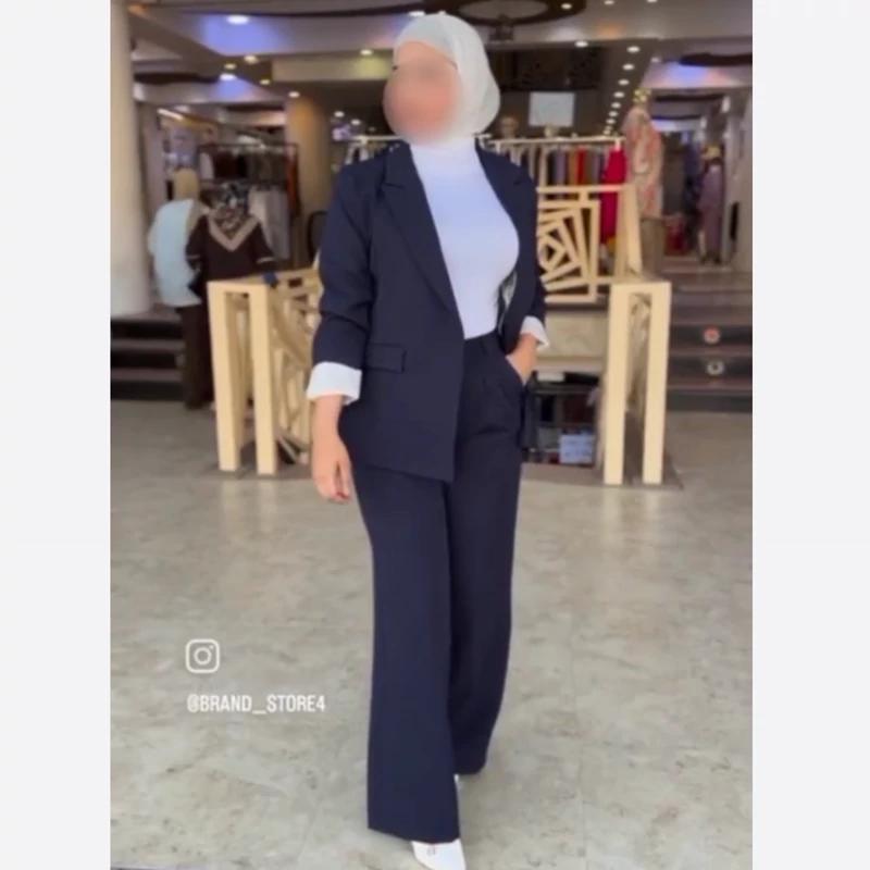 کت و شلوار زنانه ست قابل تنظیم با رنگبندی متنوع و طراحی منحصر به فرد عیدانه سایز 34 تا 66 کرپ ترک مدل کاملیا - تصویر 7