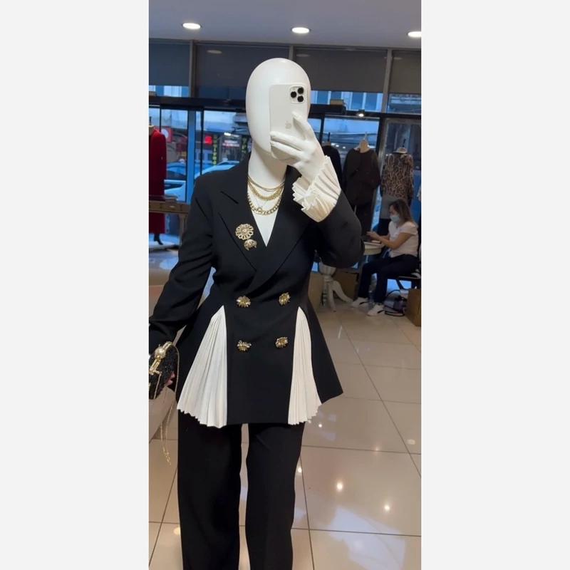کت شلوار زنانه جنس کرپ سوپر و گاواردین سایز 36 تا 66 دوخت سفارشی مدل مجلسی آنا شاپینگ - تصویر 1