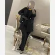 کت و شلوار زنانه مشکی مازراتی شیک و مجلسی قد مانتو 80 قد شلوار 100 دمپا گشاد - تصویر 1