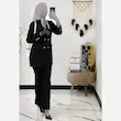 کت و شلوار زنانه مشکی مازراتی شیک و مجلسی قد مانتو 80 قد شلوار 100 دمپا گشاد - تصویر 5