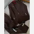 کت شلوار زنانه مزونی ستاره کرپ سوپر باربی قهوه ای فری سایز - تصویر 8