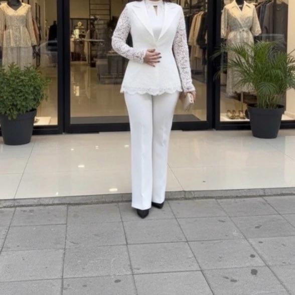 کت و شلوار مجلسی زنانه جنس گیپور سایز 36 الی 66 دوخت سفارشی آنا شاپینگ - تصویر 1