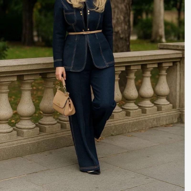 کت و شلوار زنانه جین مشکی و سرمه ای مدل ماهور - تصویر 5