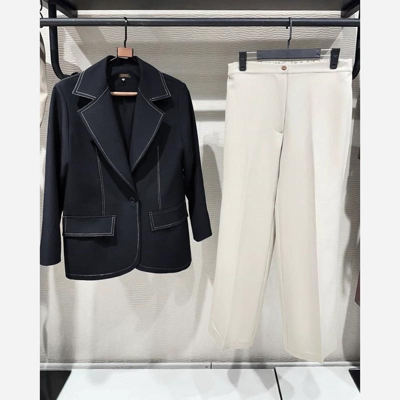 کت و شلوار زنانه کرپ مازراتی نخ توییست مدل سیمین - تصویر 9