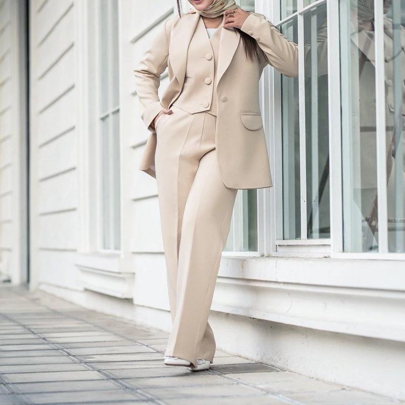 کت و شلوار زنانه جلیقه زنانه سه تیکه ارسال فوری پارچه مازراتی نخ توییست سایز 34 تا 60 قد قابل تغییر رنگبندی 24 رنگ 1157 - تصویر 6