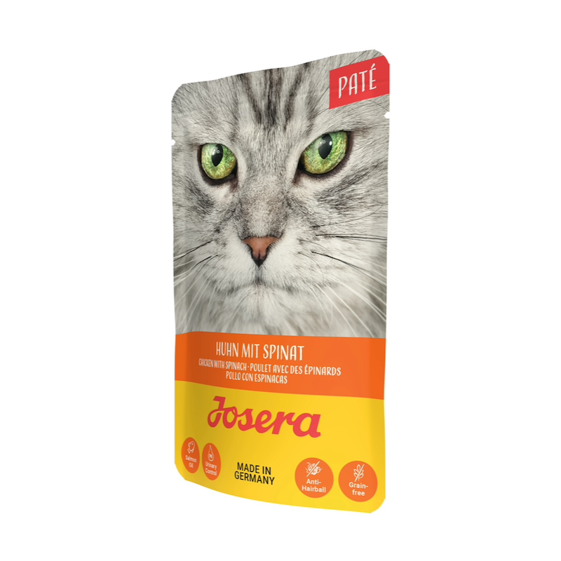 پوچ گربه جوسرا طعم مرغ و اسفناج مدل پته 85 گرمی