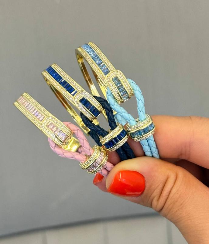 دستبند طرح طلا با حک 750