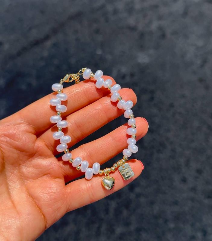 دستبند مروارید قلب 