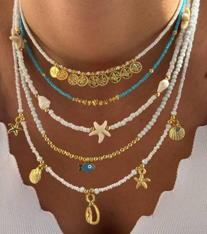 گردنبندای رنگ سفید ابی 
