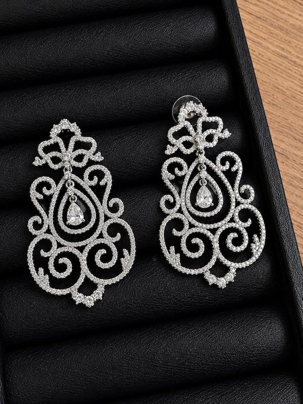 گوشواره جواهری مستر کوالیتی وسط تک نگین اتریش 