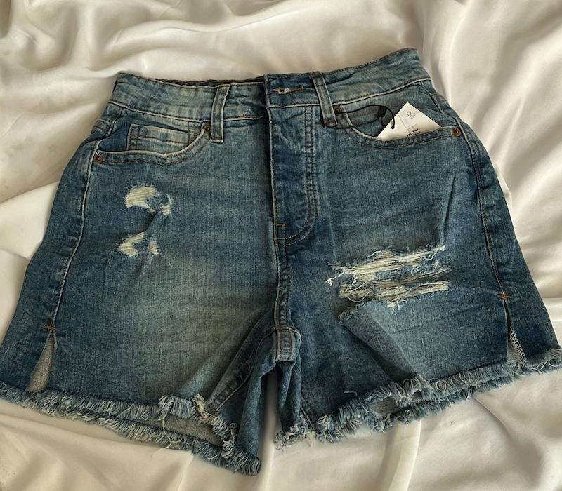 شلوارک جین زاپ دار