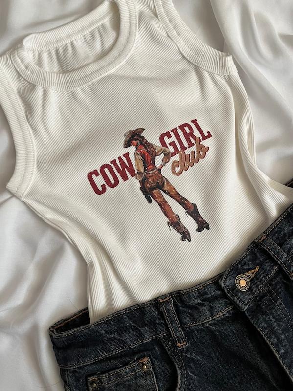 کراپ تاپ طرح Cow girl