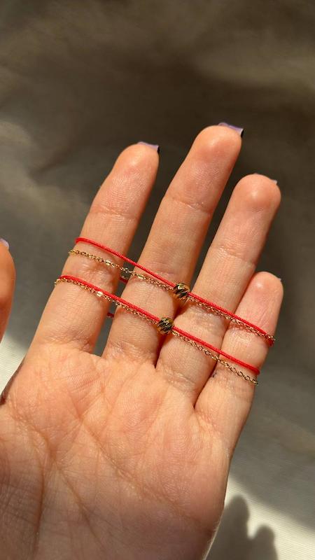 دستبند گوی و زنجیر دو لاین رد استرینگ 