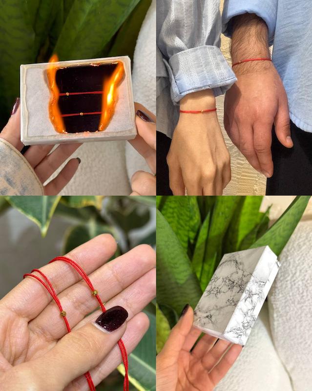 دستبند رد استرینگ دو لاین