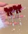 گوشواره مخمل قرمز