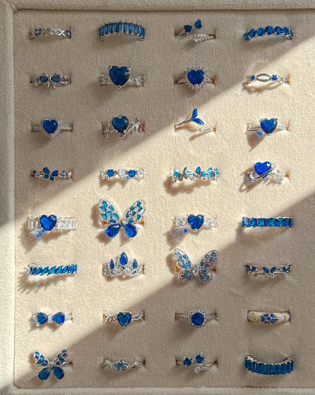 انگشتر جواهری سورمه ایی-آبی