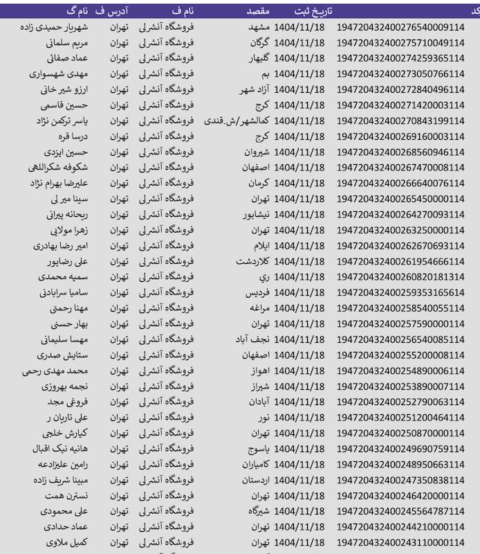 کد مرسوله ۱۸ بهمن 