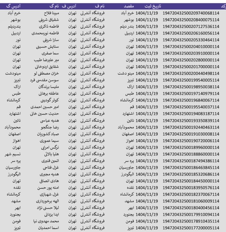 کد مرسوله ۱۹ بهمن 