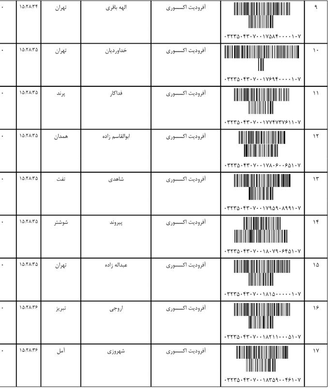 کد مرسوله ۱ بهمن