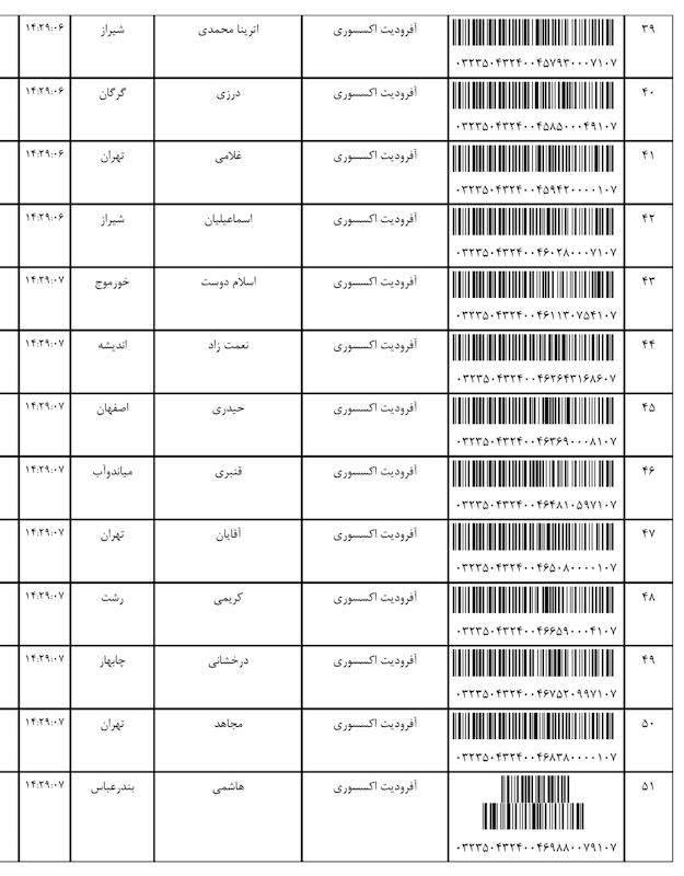 کد مرسوله ۱۸ بهمن