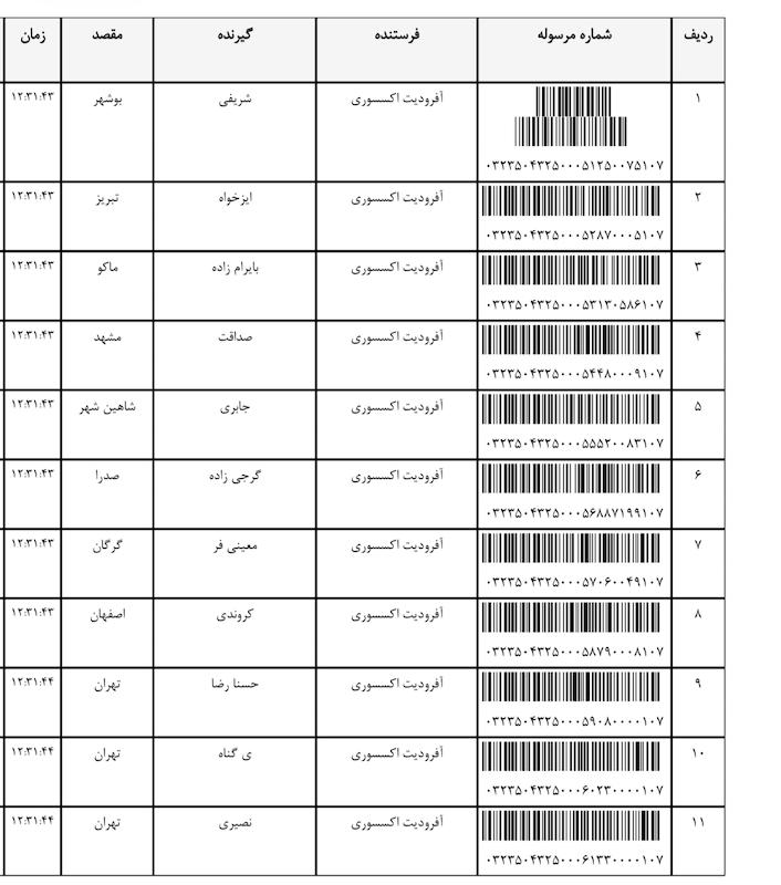 کد مرسوله ۱۹ بهمن